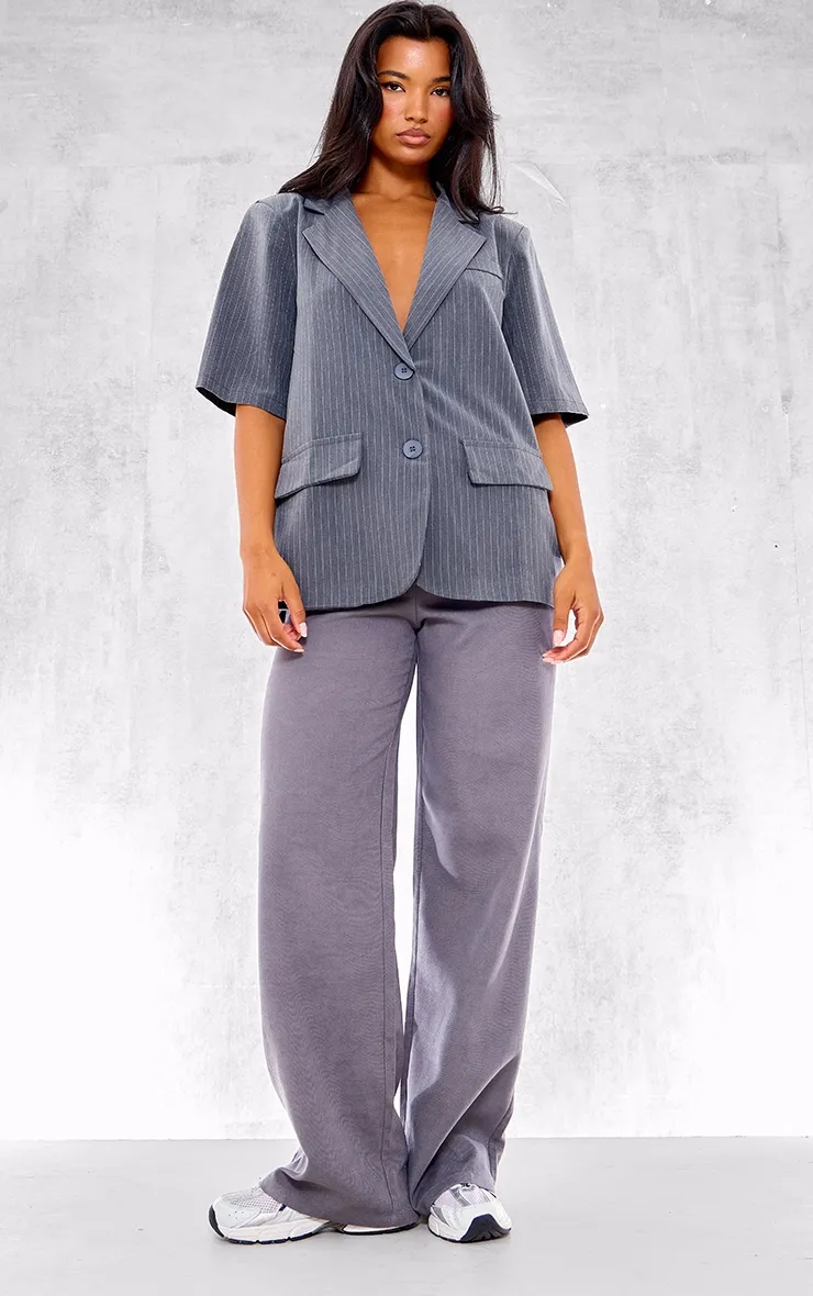 Charcoal Striped Short Sleeve Oversized Blazer sold by Pretty Little Thing product image thumbnail 3