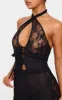 Black Lace Trim Mesh Halter Neck Sheer Jumpsuit sold by Pretty Little Thing