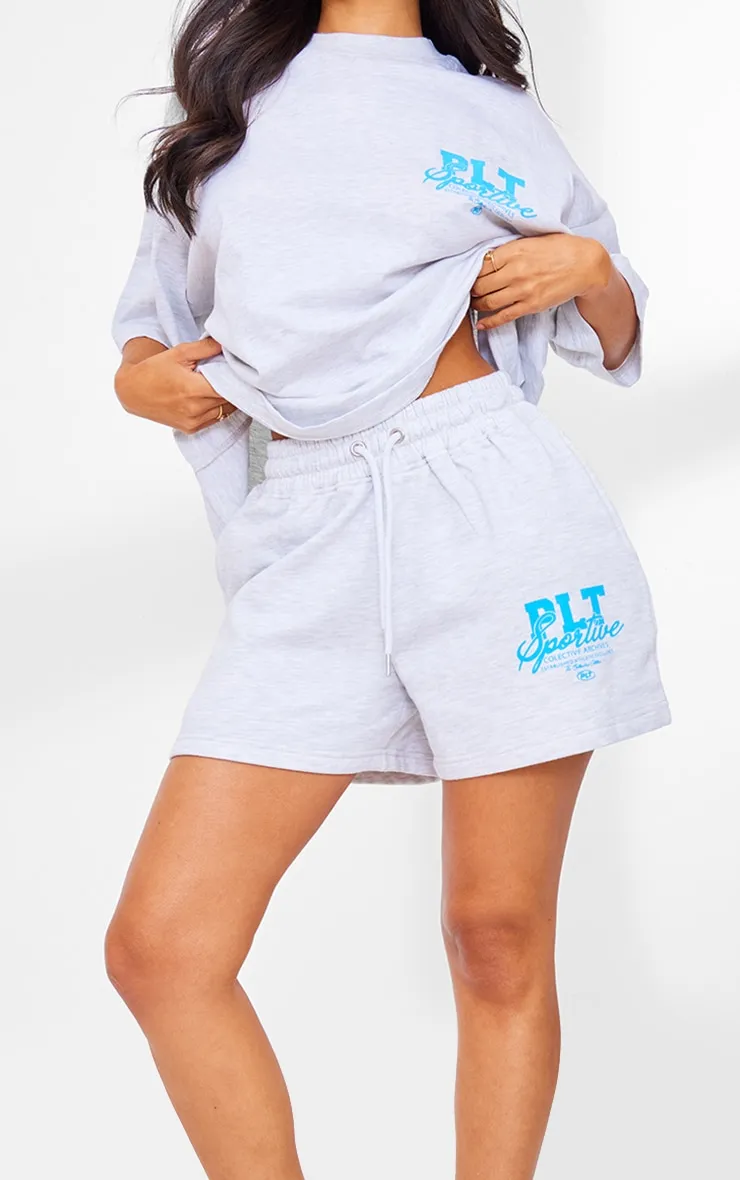 Petite Ash Grey Slogan Runner Shorts sold by Pretty Little Thing product image thumbnail 5