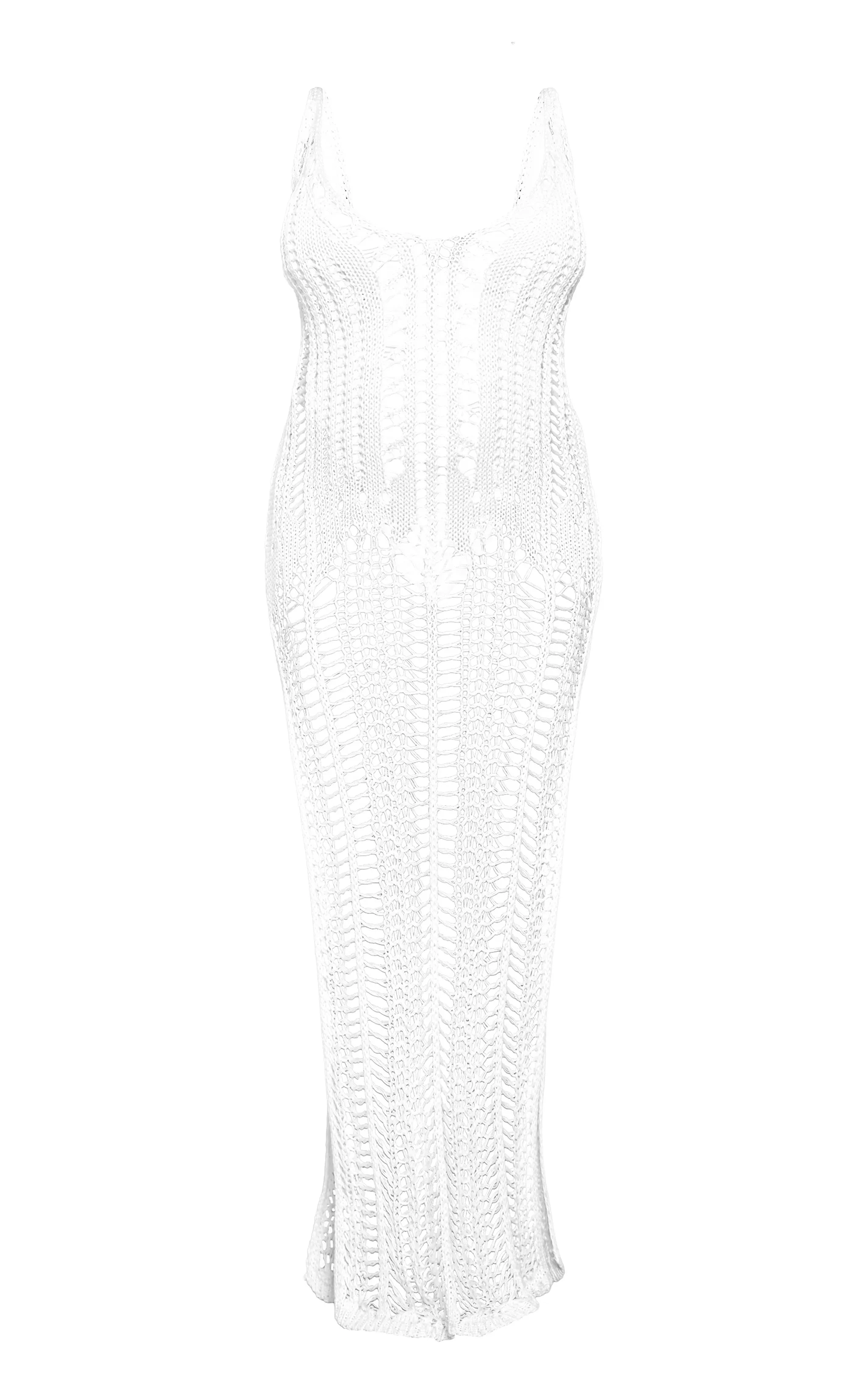 Maternity White Open Crochet Knit V Neck Maxi Dress sold by Pretty Little Thing product image thumbnail 5