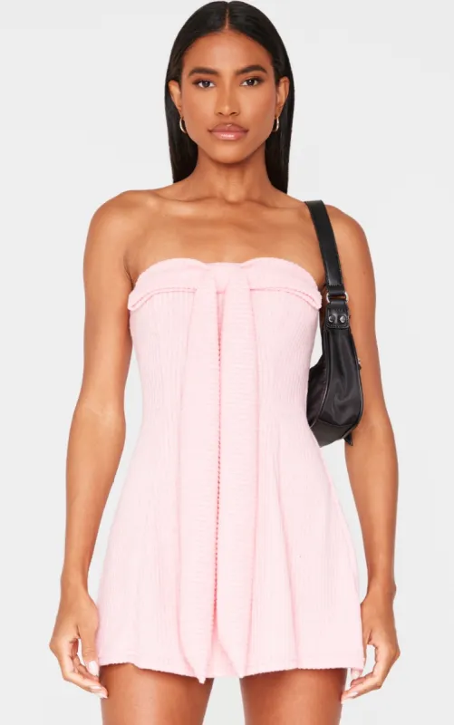 Pink Bandeau Bow Detail Bodycon Dress sold by Pretty Little Thing