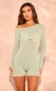 Sage Green Sheer Knit Cut Out Detail Playsuit sold by Pretty Little Thing
