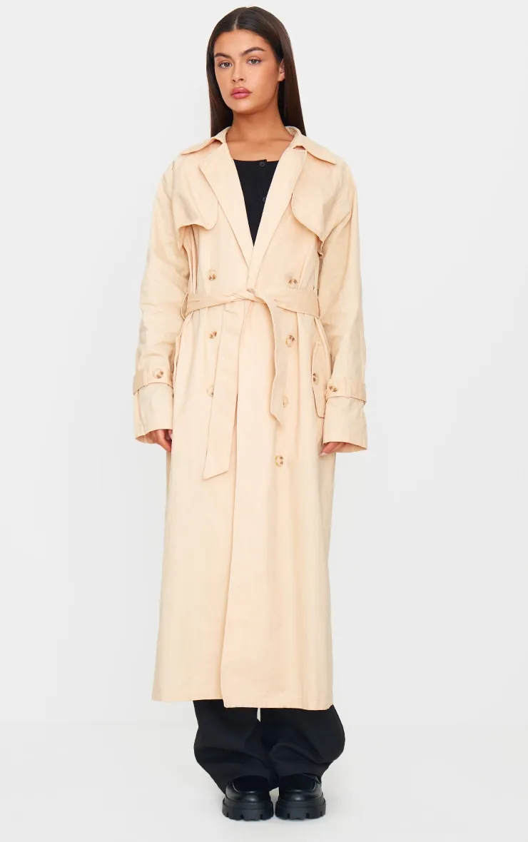 Sand Panel Detail Belted Trench Coat sold by Pretty Little Thing product image thumbnail 3