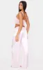 Pink Mesh Tie Front Cami Long Satin PJ Set sold by Pretty Little Thing