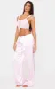 Pink Mesh Tie Front Cami Long Satin PJ Set sold by Pretty Little Thing
