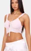 Pink Mesh Tie Front Cami Long Satin PJ Set sold by Pretty Little Thing