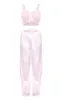 Pink Mesh Tie Front Cami Long Satin PJ Set sold by Pretty Little Thing