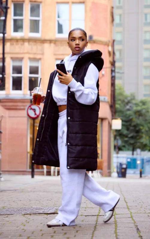 Black Longline Puffer Gilet sold by Pretty Little Thing