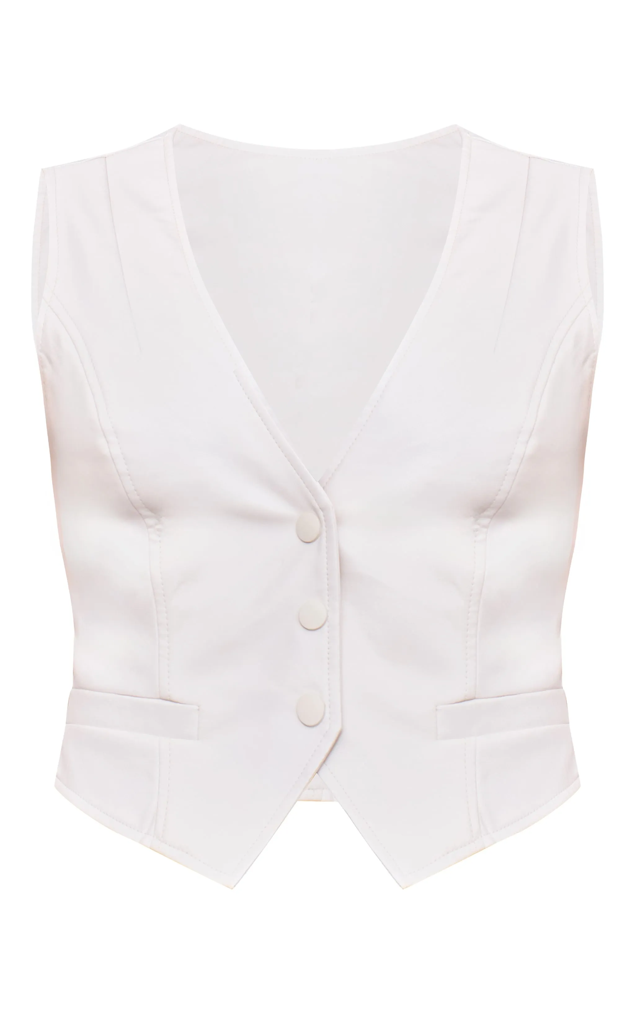 Ecru Faux Leather Fitted Waistcoat sold by Pretty Little Thing product image thumbnail 5