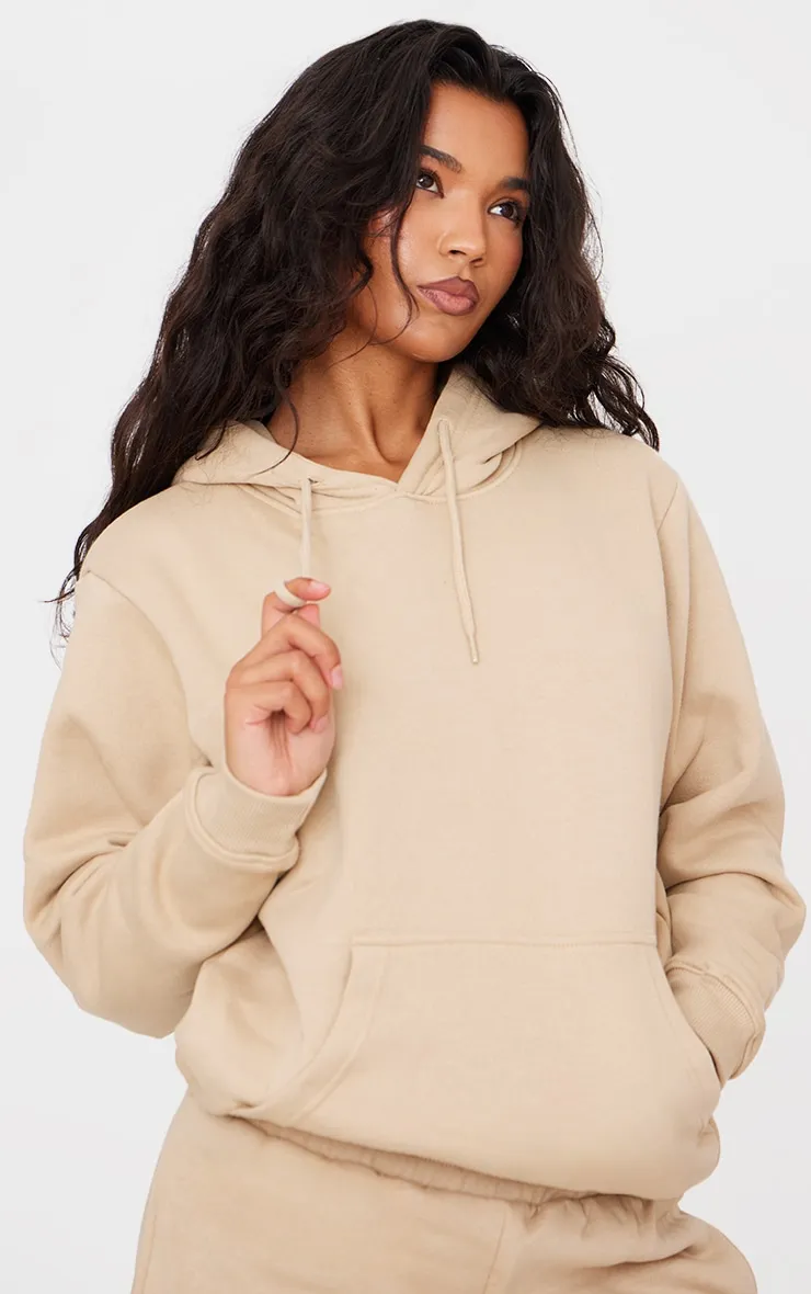 Sand Oversized Fit Sweat Hoodie sold by Pretty Little Thing