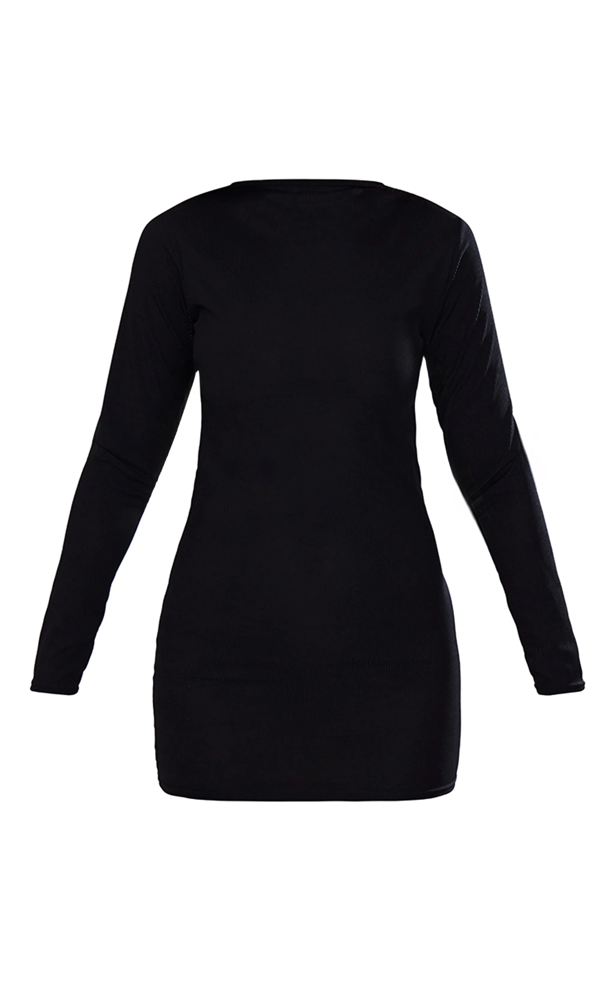 Black Ribbed Long Sleeve Bodycon Dress sold by Pretty Little Thing product image thumbnail 5
