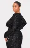 Plus Black Sequin Long Sleeve Button Up Crop Top sold by Pretty Little Thing