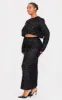 Plus Black Sequin Long Sleeve Button Up Crop Top sold by Pretty Little Thing