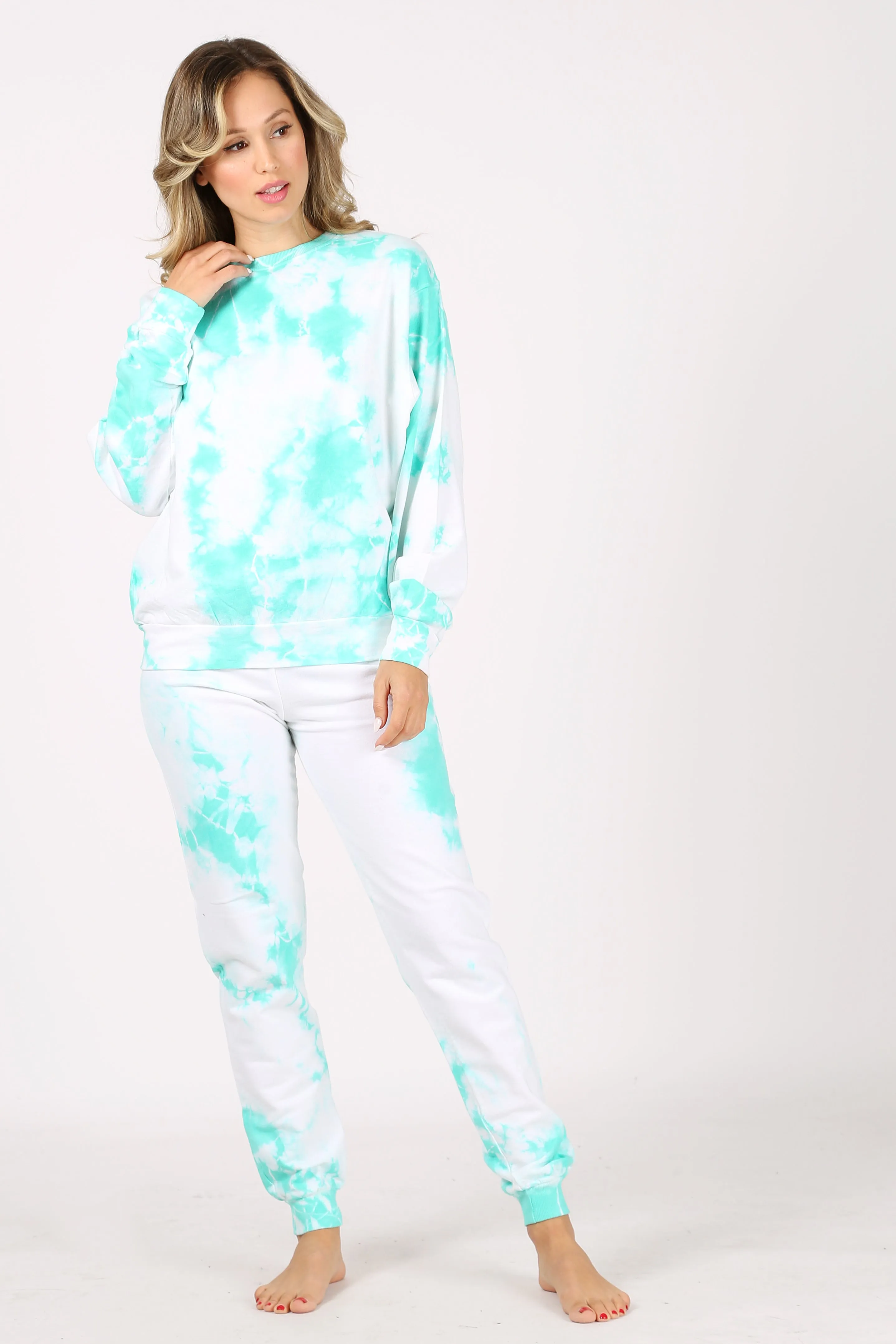 Cloud Burst Tie-Dye Jogger Pants - Mint / White sold by Prince Peter Collection