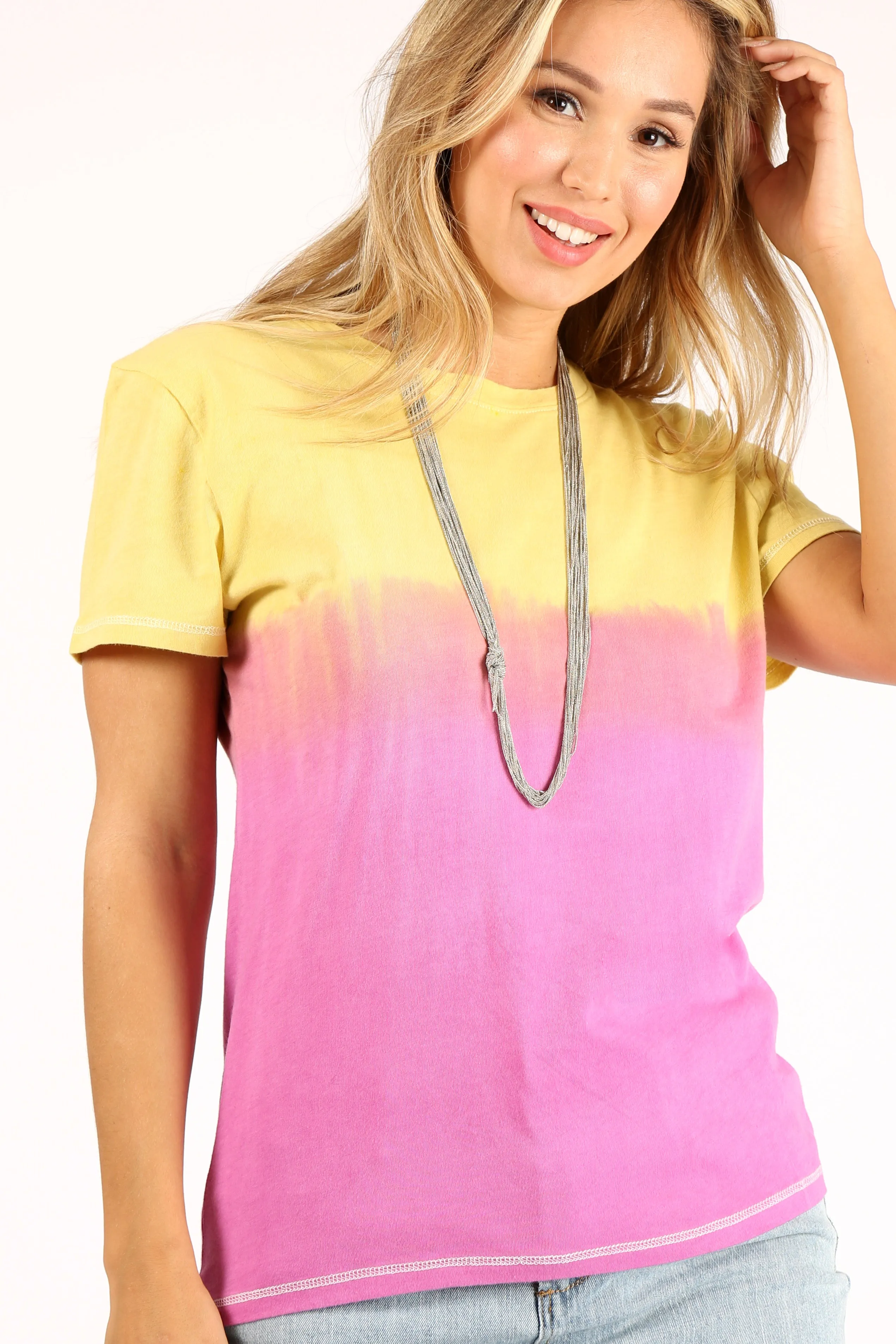 Yellow To Magenta Ombre Crew Tee sold by Prince Peter Collection product image thumbnail 2