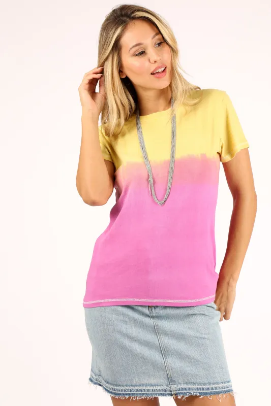 Yellow To Magenta Ombre Crew Tee sold by Prince Peter Collection
