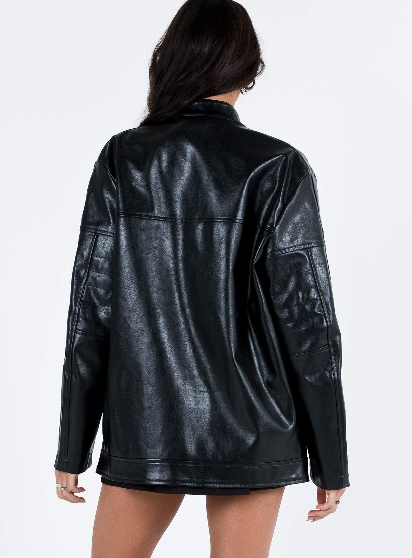 Deena Faux Leather Jacket Black sold by Princess Polly product image thumbnail 5