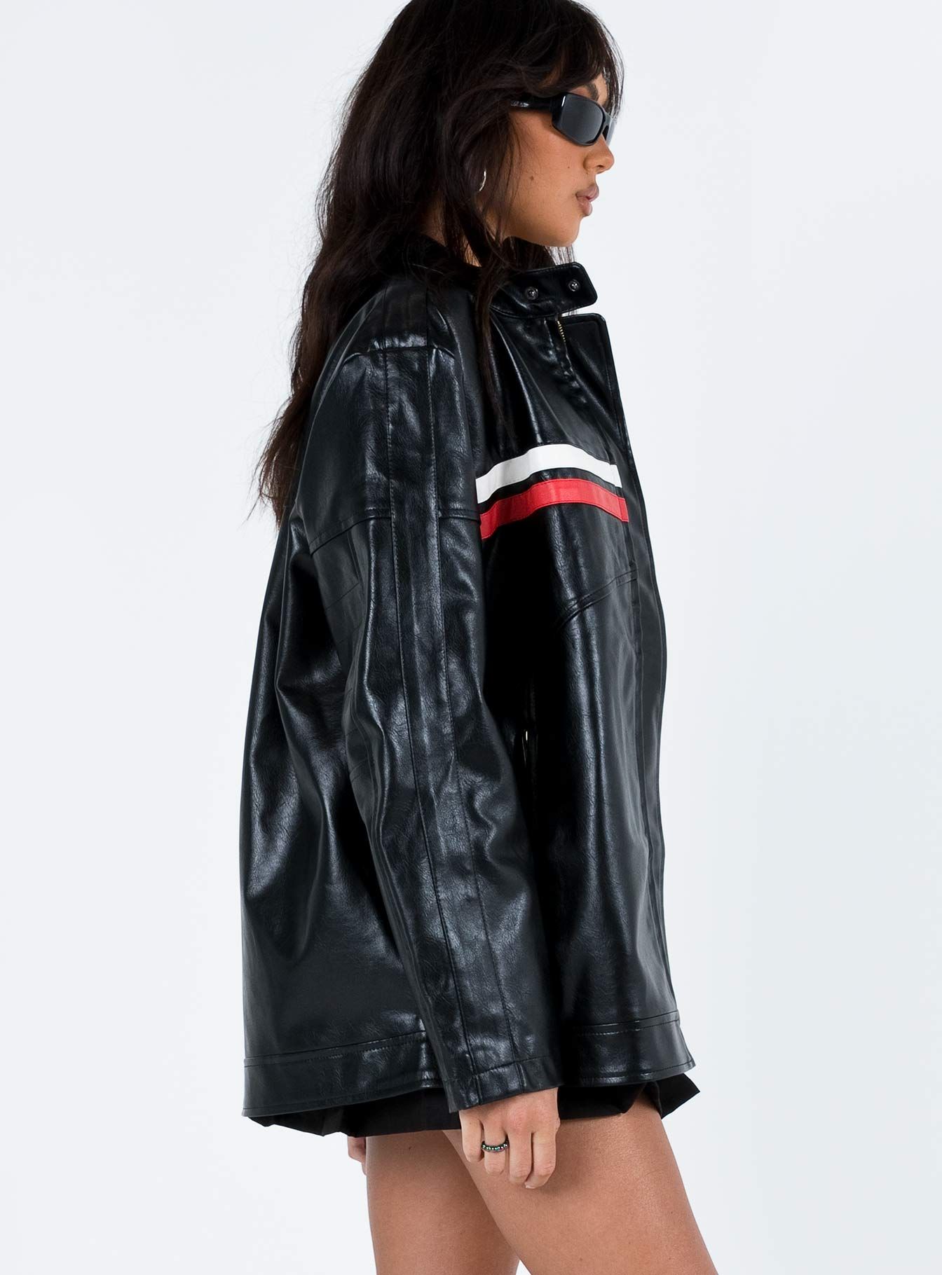 Deena Faux Leather Jacket Black sold by Princess Polly product image thumbnail 4