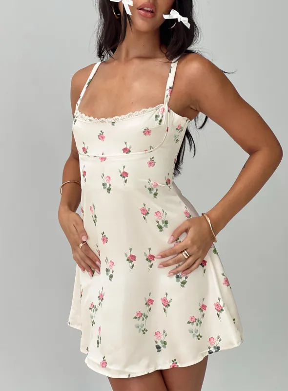 Remini Satin Mini Dress Floral sold by Princess Polly