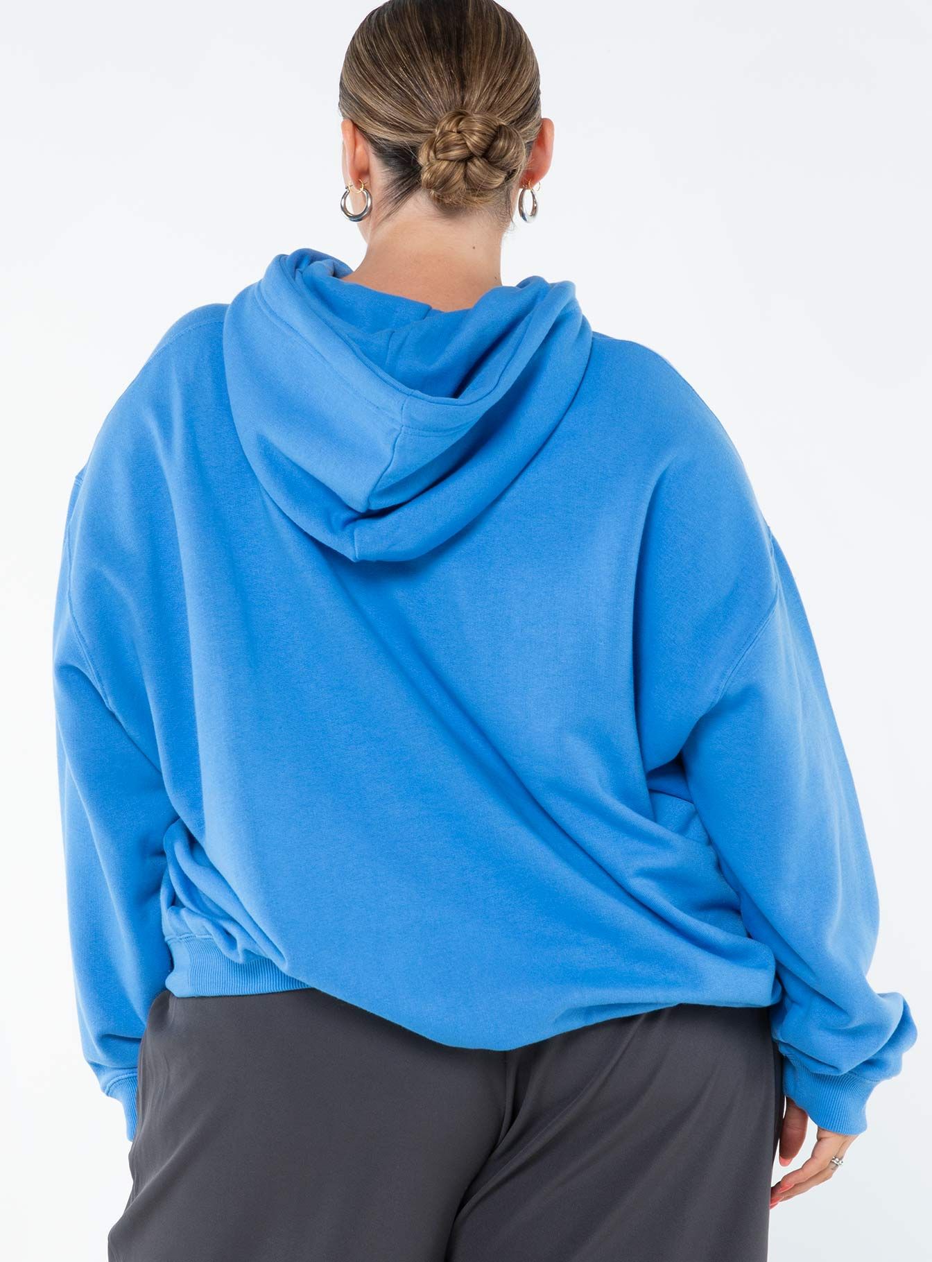 Princess Polly Hoodie Sweatshirt Bubble Text Blue / Yellow Curve sold by Princess Polly product image thumbnail 5