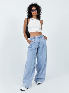 Bakali Wide Leg Jeans Light Wash sold by Princess Polly