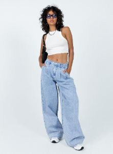 Bakali Wide Leg Jeans Light Wash sold by Princess Polly