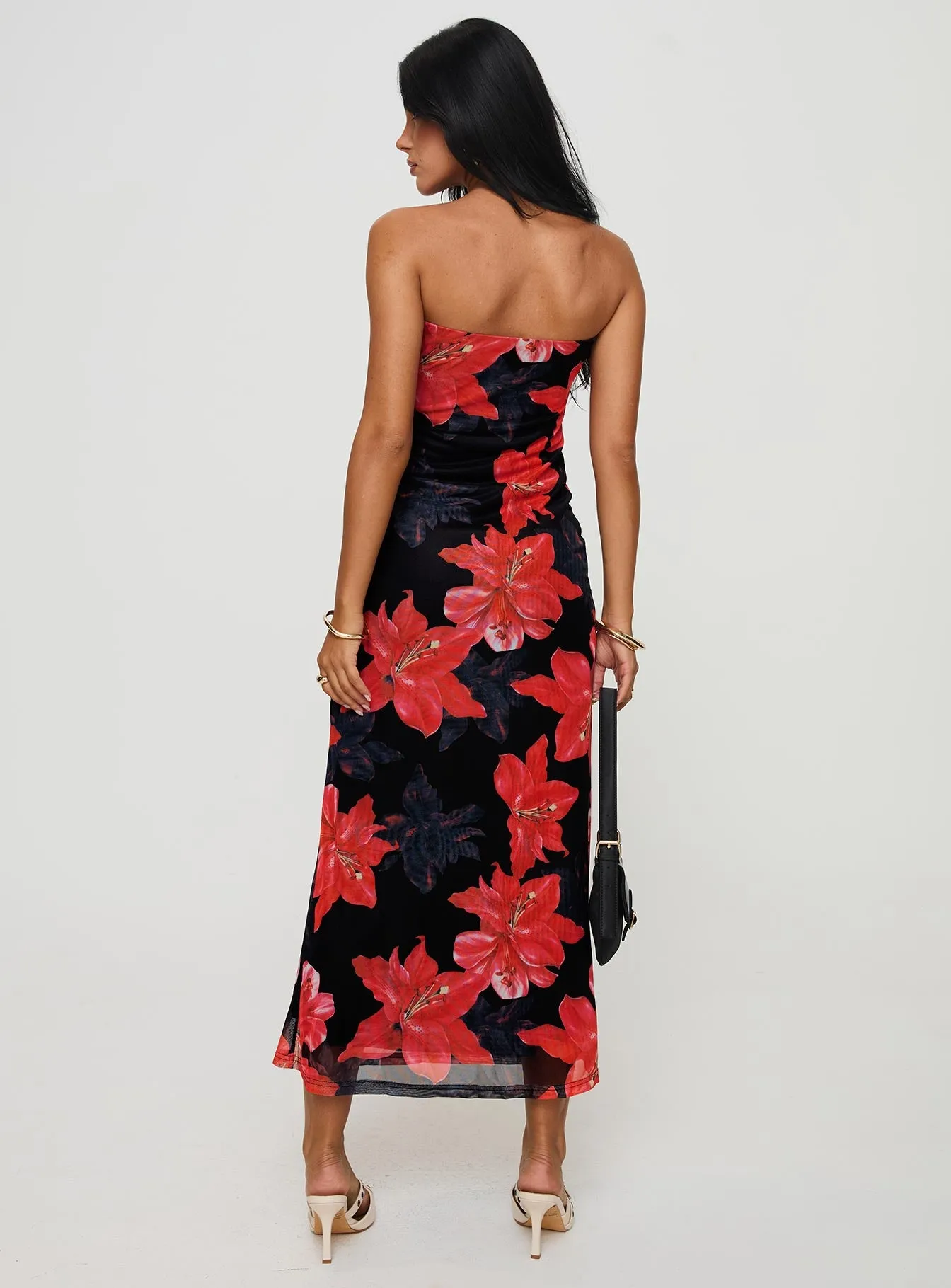 Celik Strapless Maxi Dress Black / Floral sold by Princess Polly product image thumbnail 5