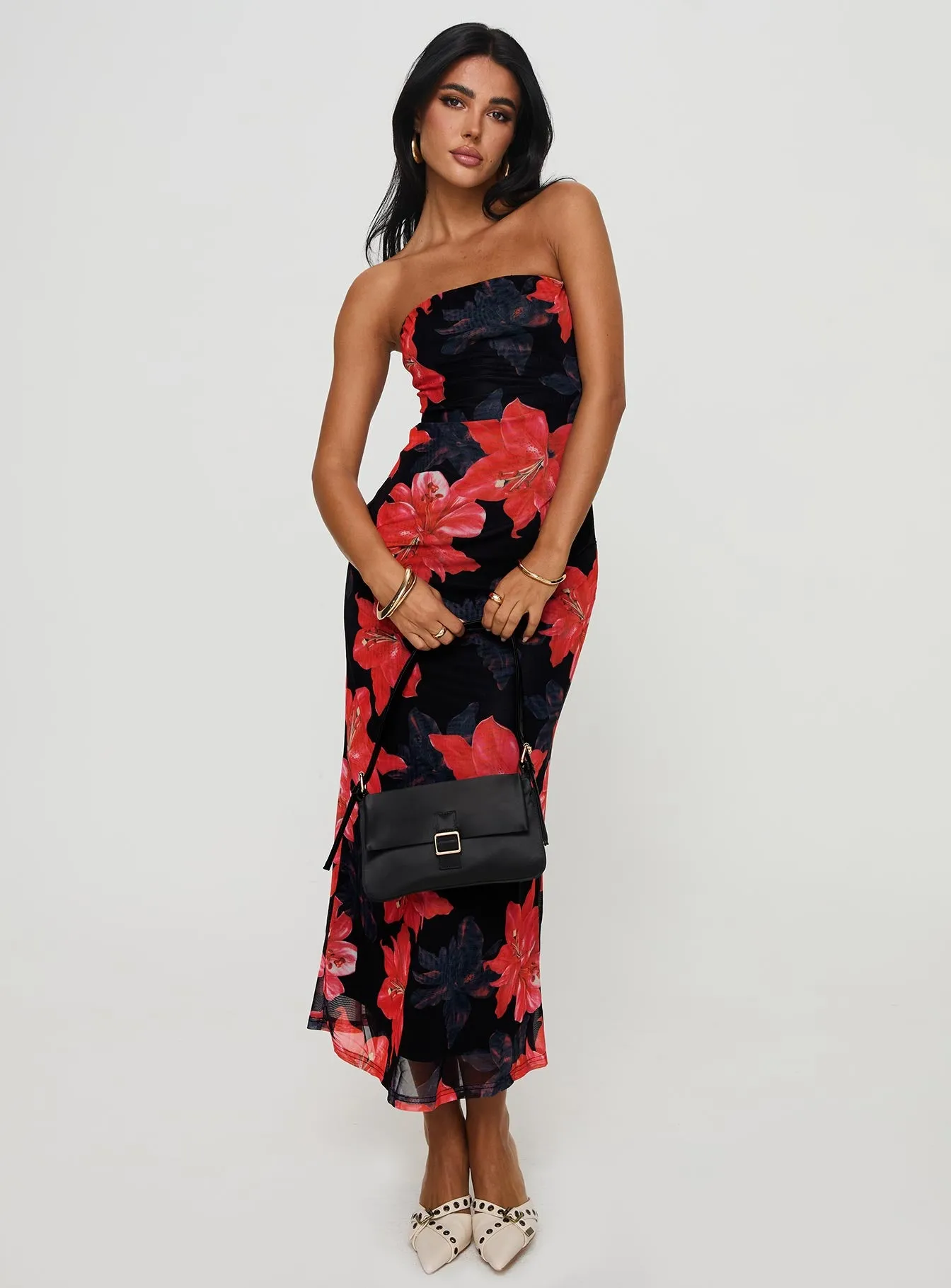 Celik Strapless Maxi Dress Black / Floral sold by Princess Polly product image thumbnail 3