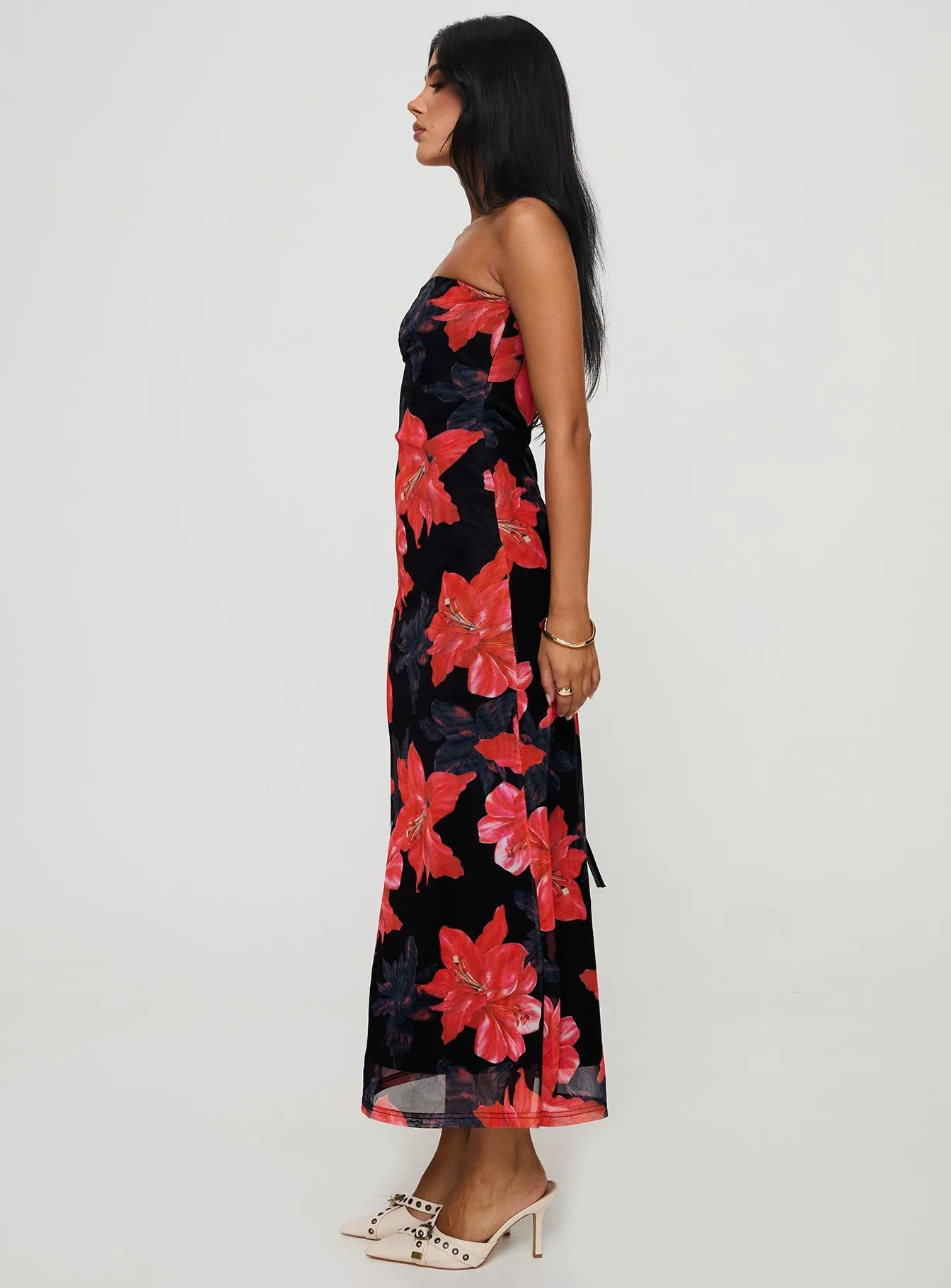Celik Strapless Maxi Dress Black / Floral sold by Princess Polly product image thumbnail 4