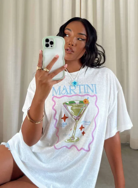 Martini Oversized Tee White sold by Princess Polly