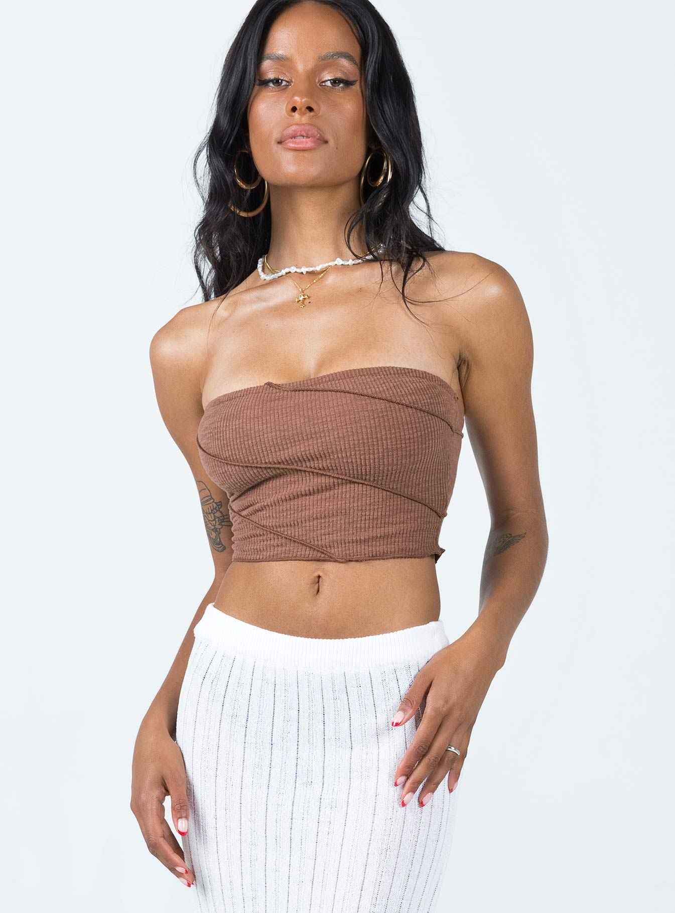 Oscar Strapless Top Brown sold by Princess Polly