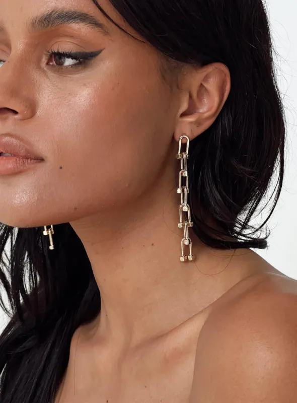 Chained Earrings Gold sold by Princess Polly