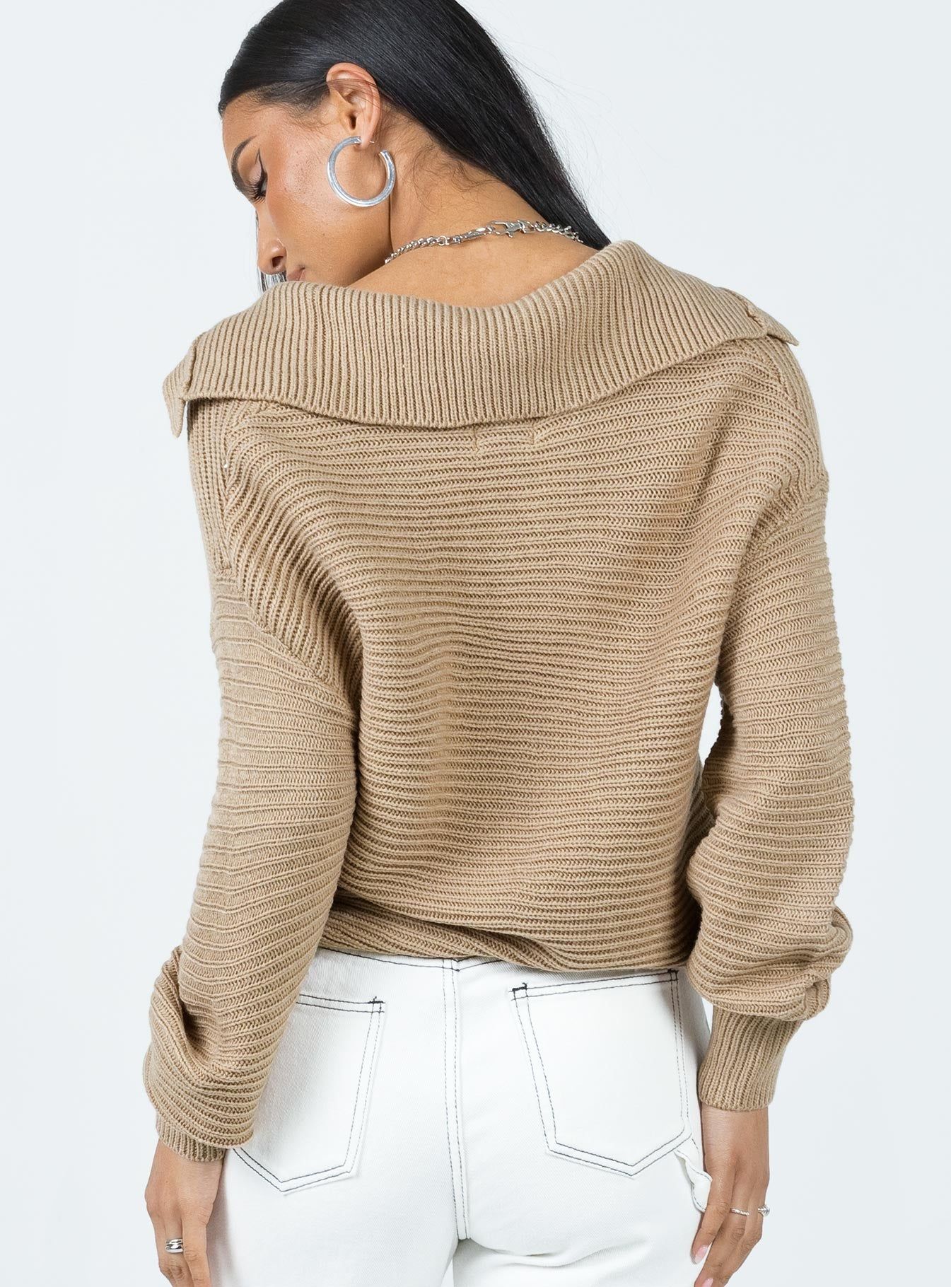 Brihni Oversized Knit Sweater Beige sold by Princess Polly product image thumbnail 4