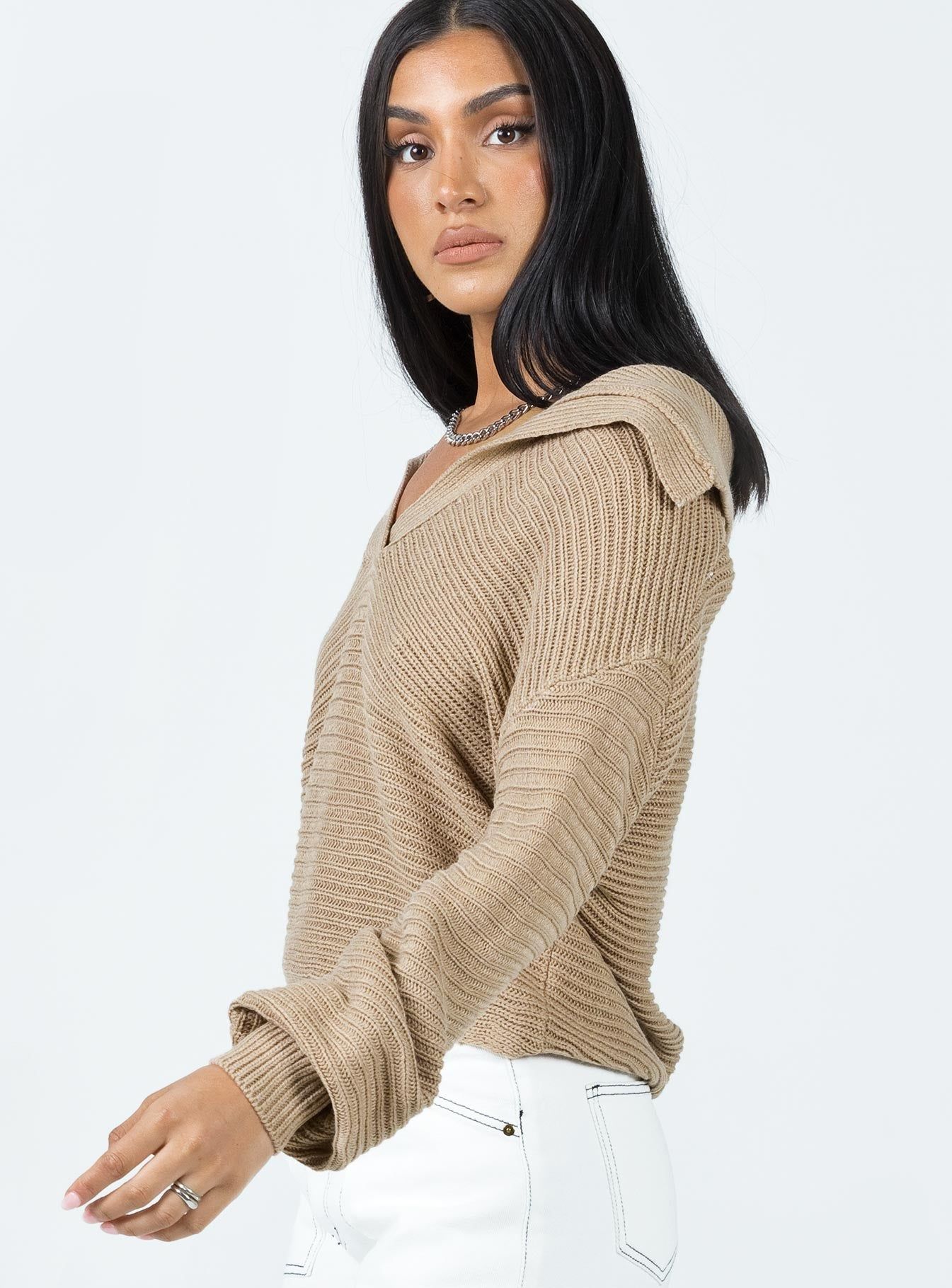Brihni Oversized Knit Sweater Beige sold by Princess Polly product image thumbnail 3