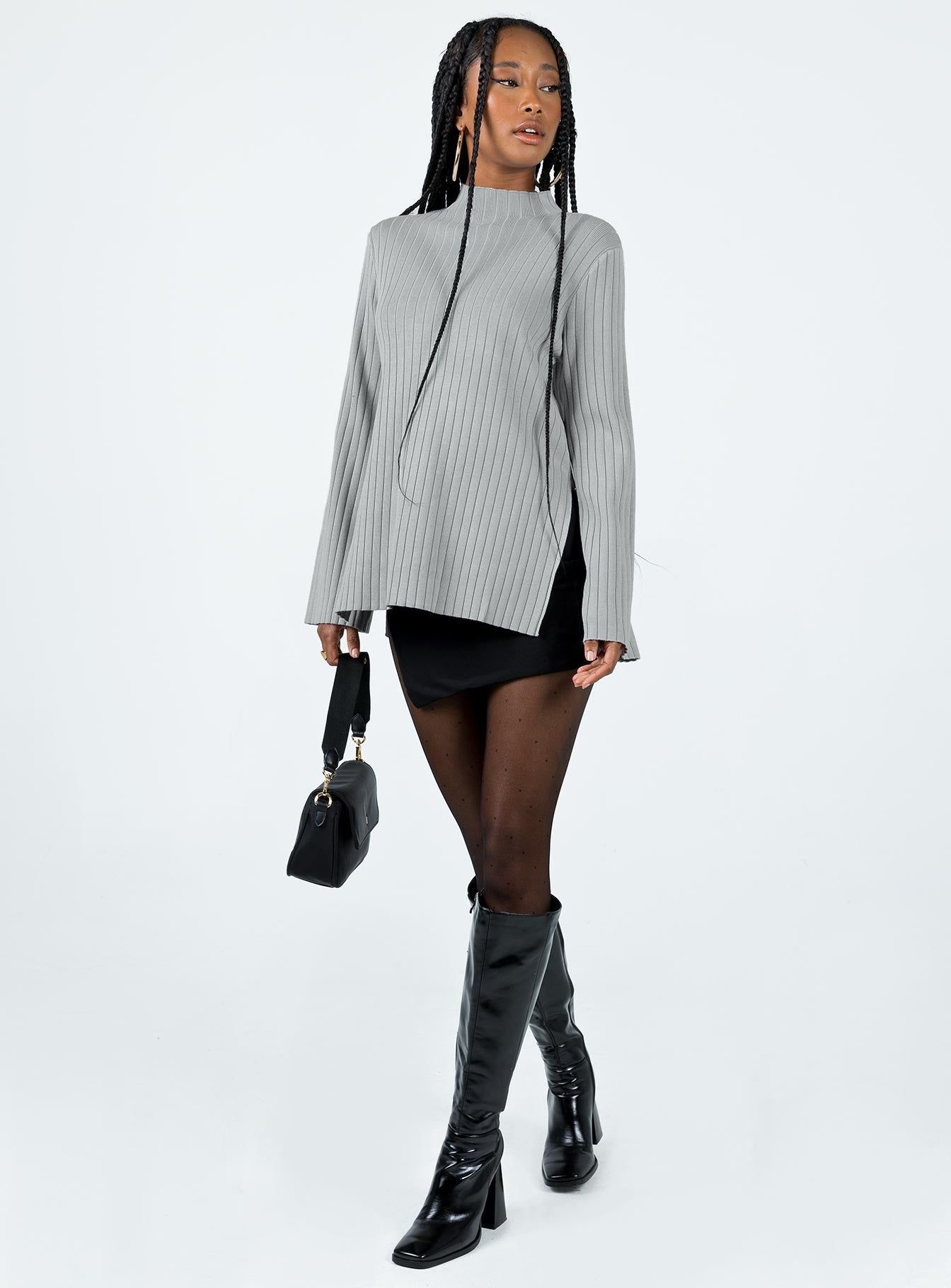 Allen Ribbed Sweater Grey sold by Princess Polly product image thumbnail 2