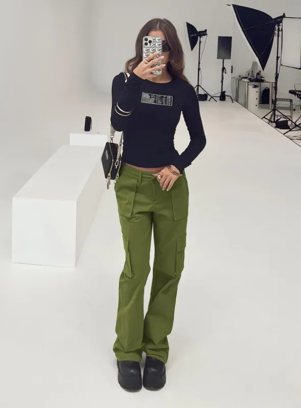 Mawson Bootleg Cargo Pant Green sold by Princess Polly