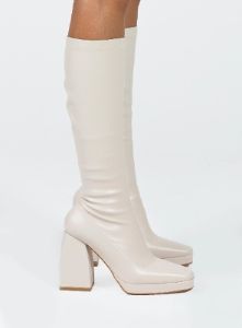 Zayas Knee High Boots Beige sold by Princess Polly