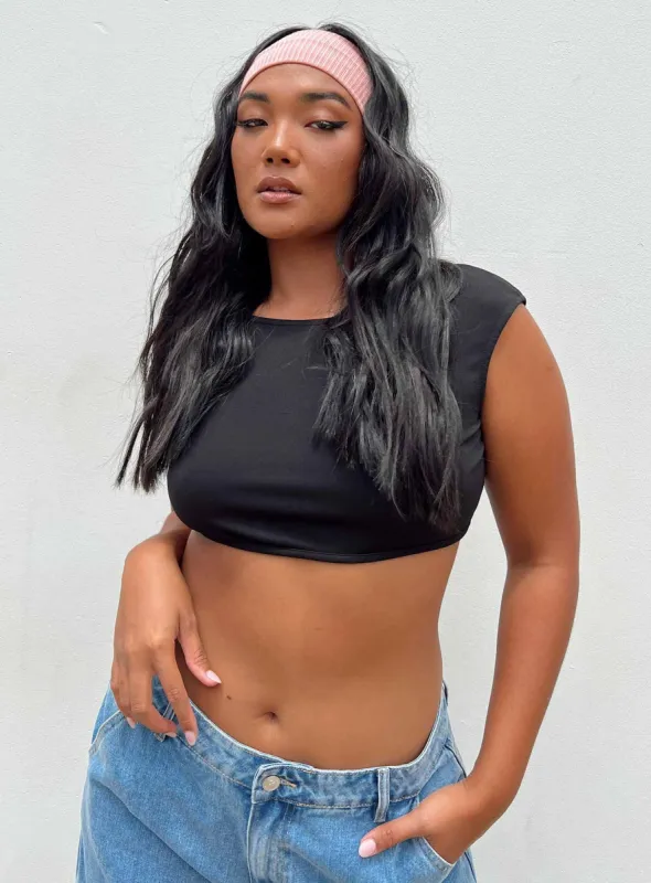 Pasadena Crop Top Black sold by Princess Polly