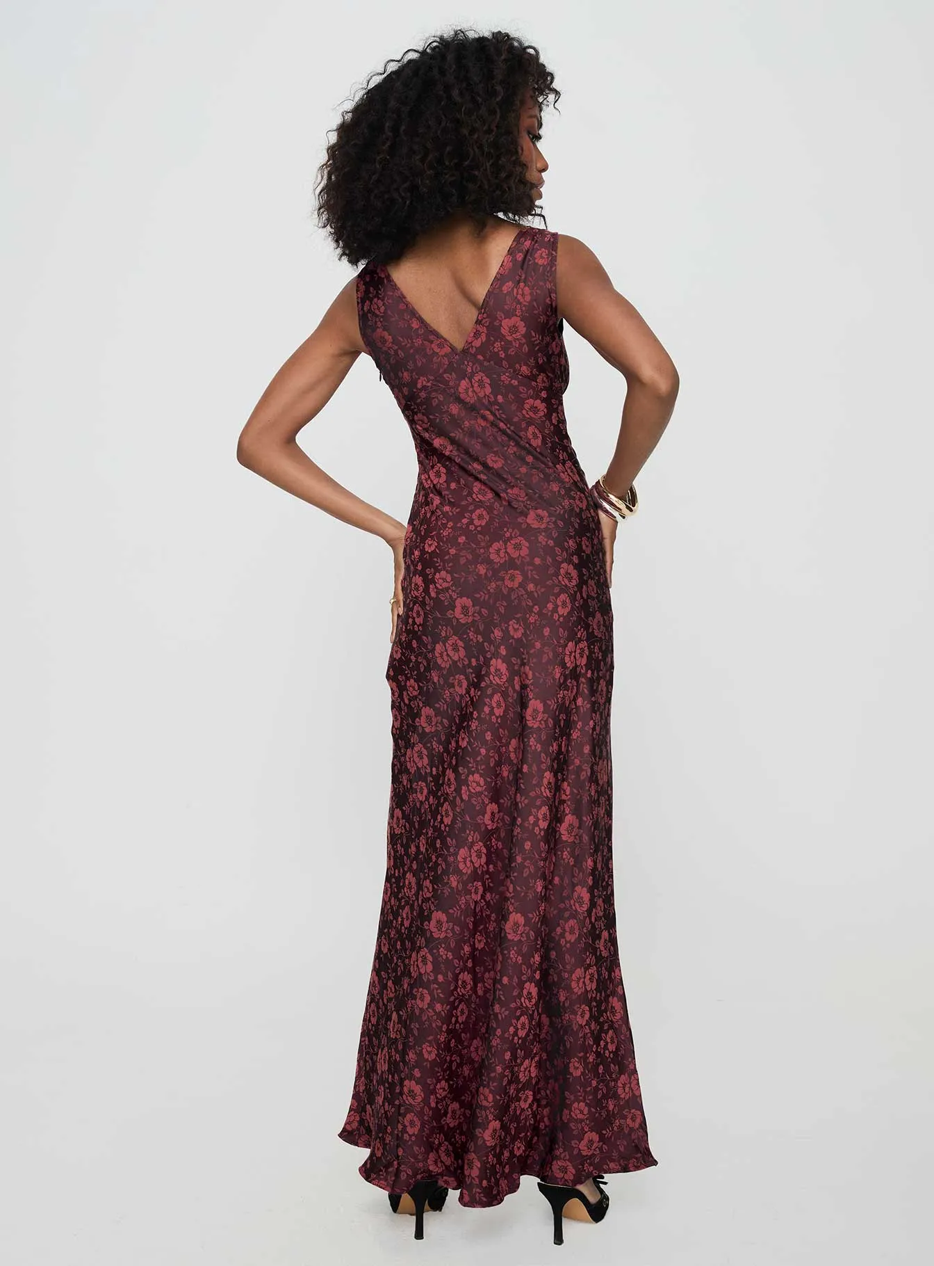 Nell Jacquard Maxi Dress Burgundy sold by Princess Polly product image thumbnail 5