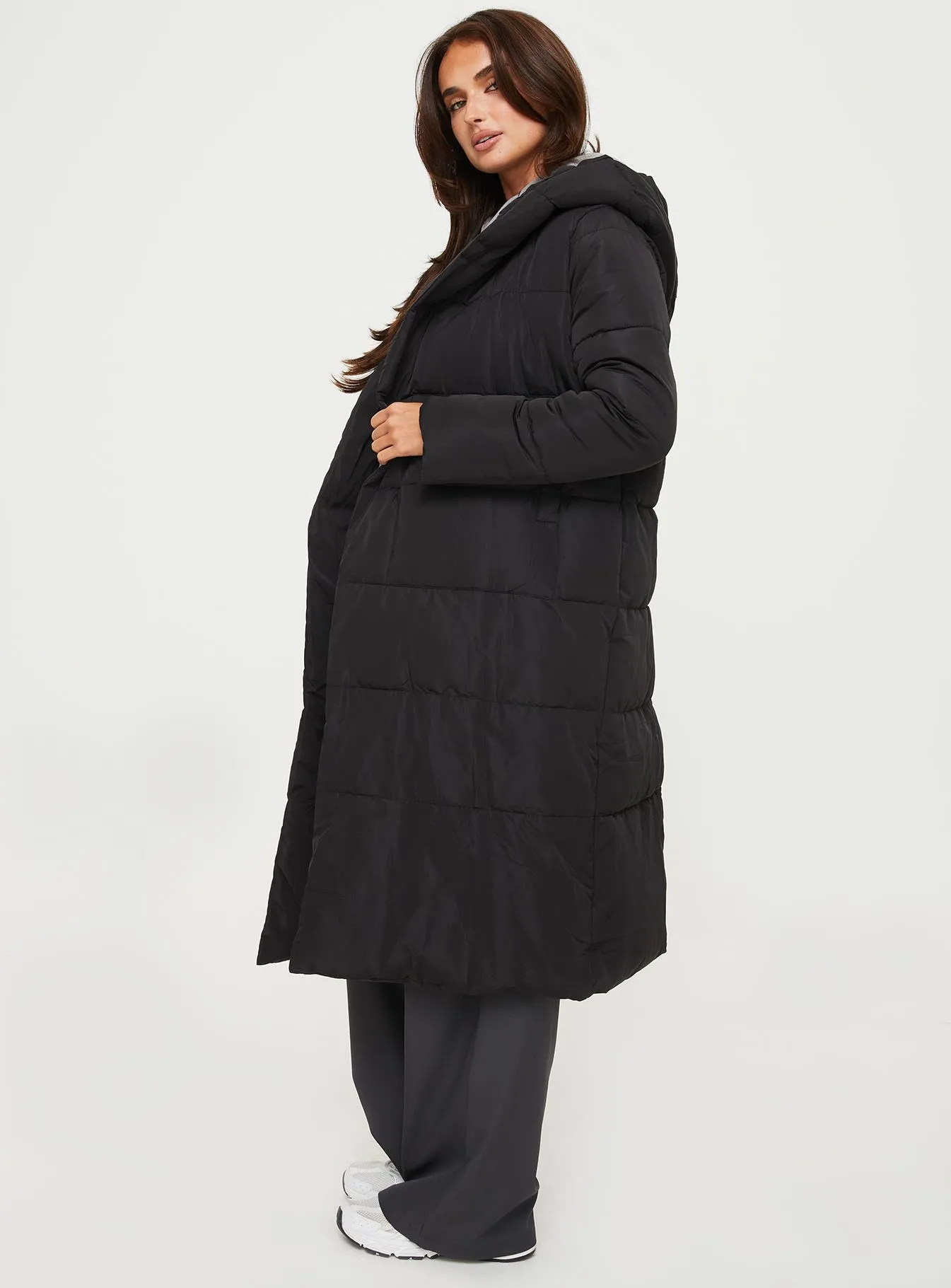 Philo Longline Hooded Puffer Jacket Black sold by Princess Polly product image thumbnail 4