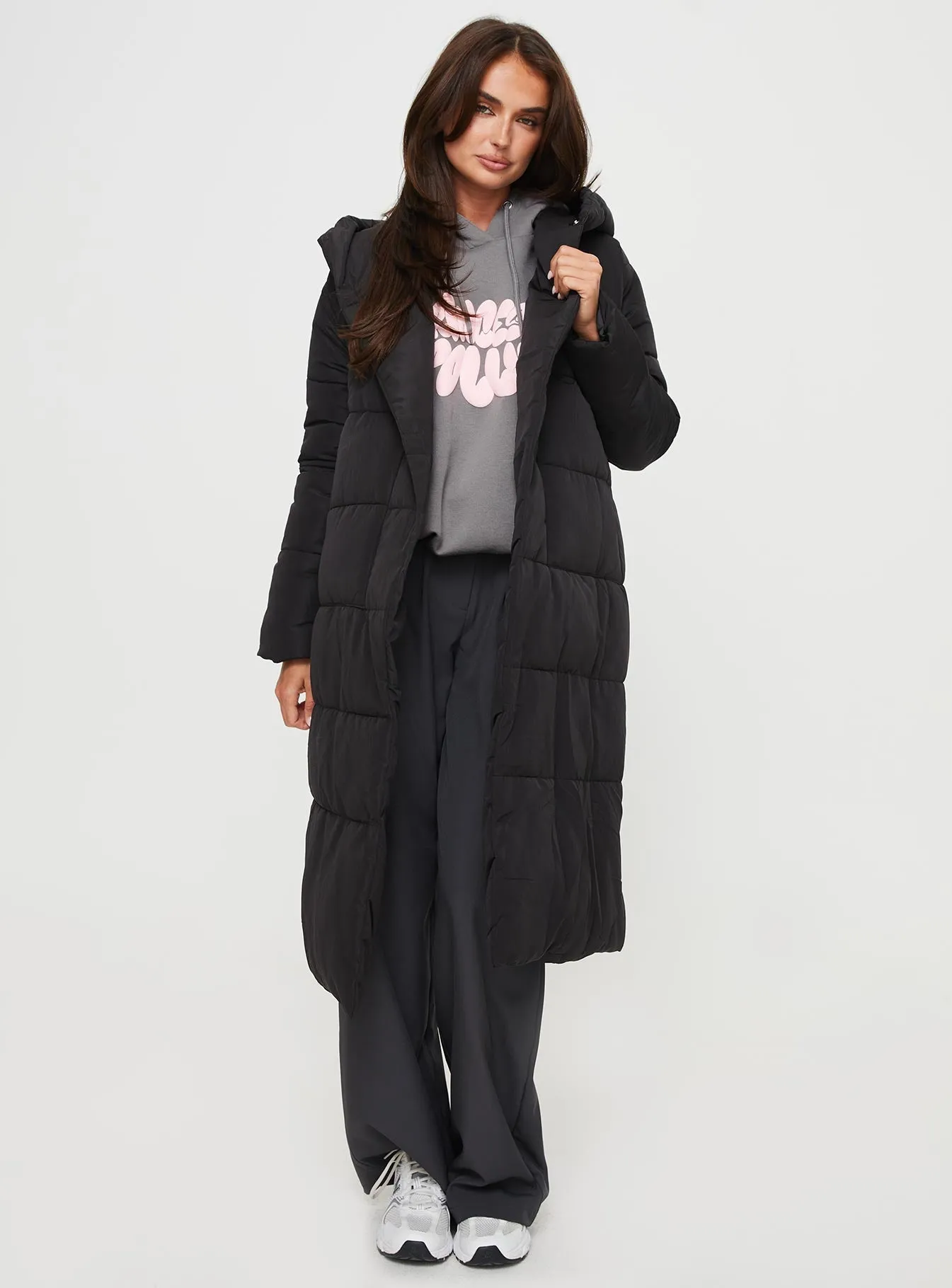 Philo Longline Hooded Puffer Jacket Black sold by Princess Polly product image thumbnail 3