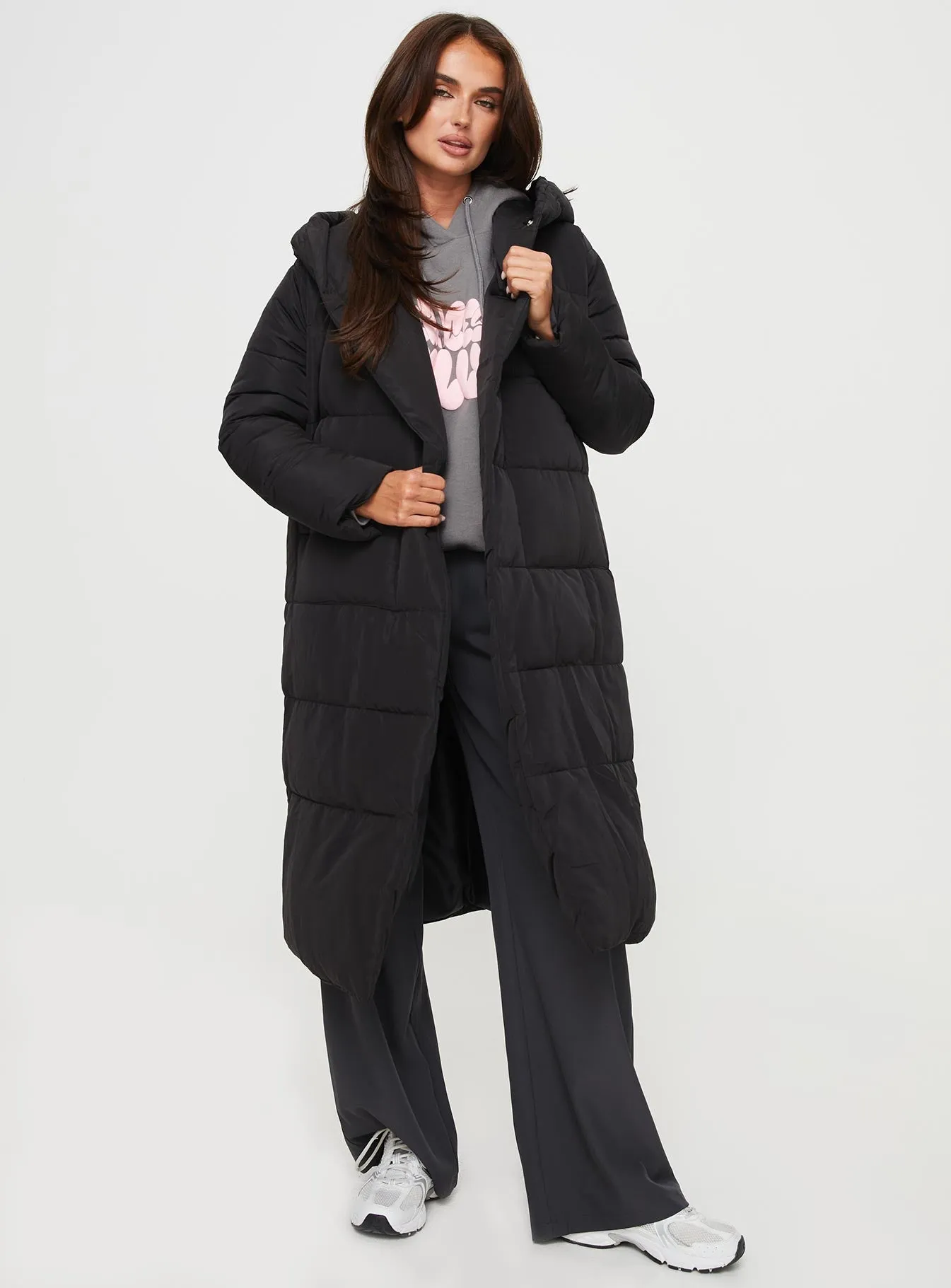 Philo Longline Hooded Puffer Jacket Black sold by Princess Polly product image thumbnail 2