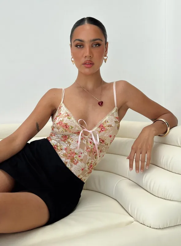Amessa Lace Bodysuit Floral sold by Princess Polly