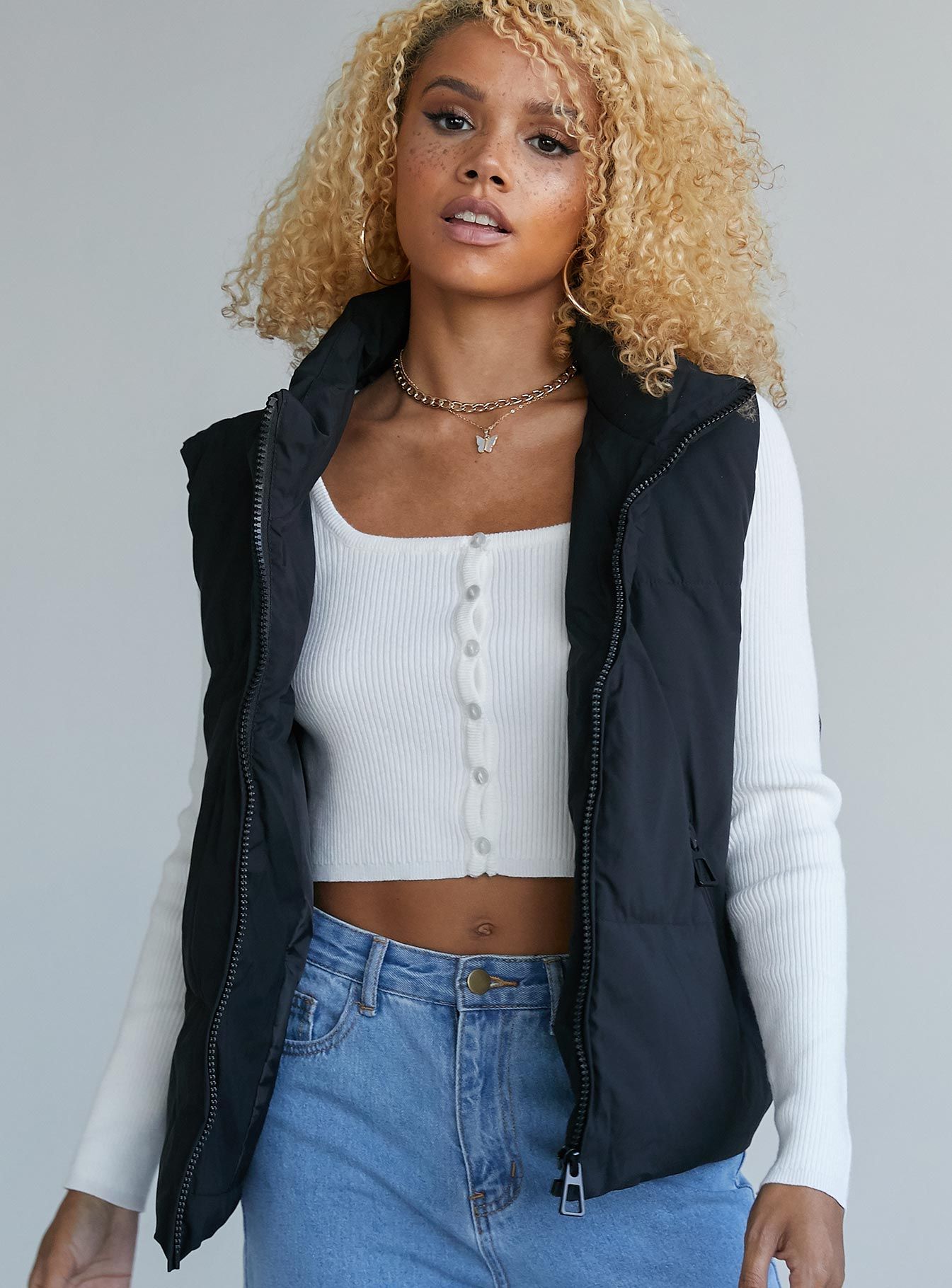 Haiden Puffer Vest Black sold by Princess Polly product image thumbnail 2