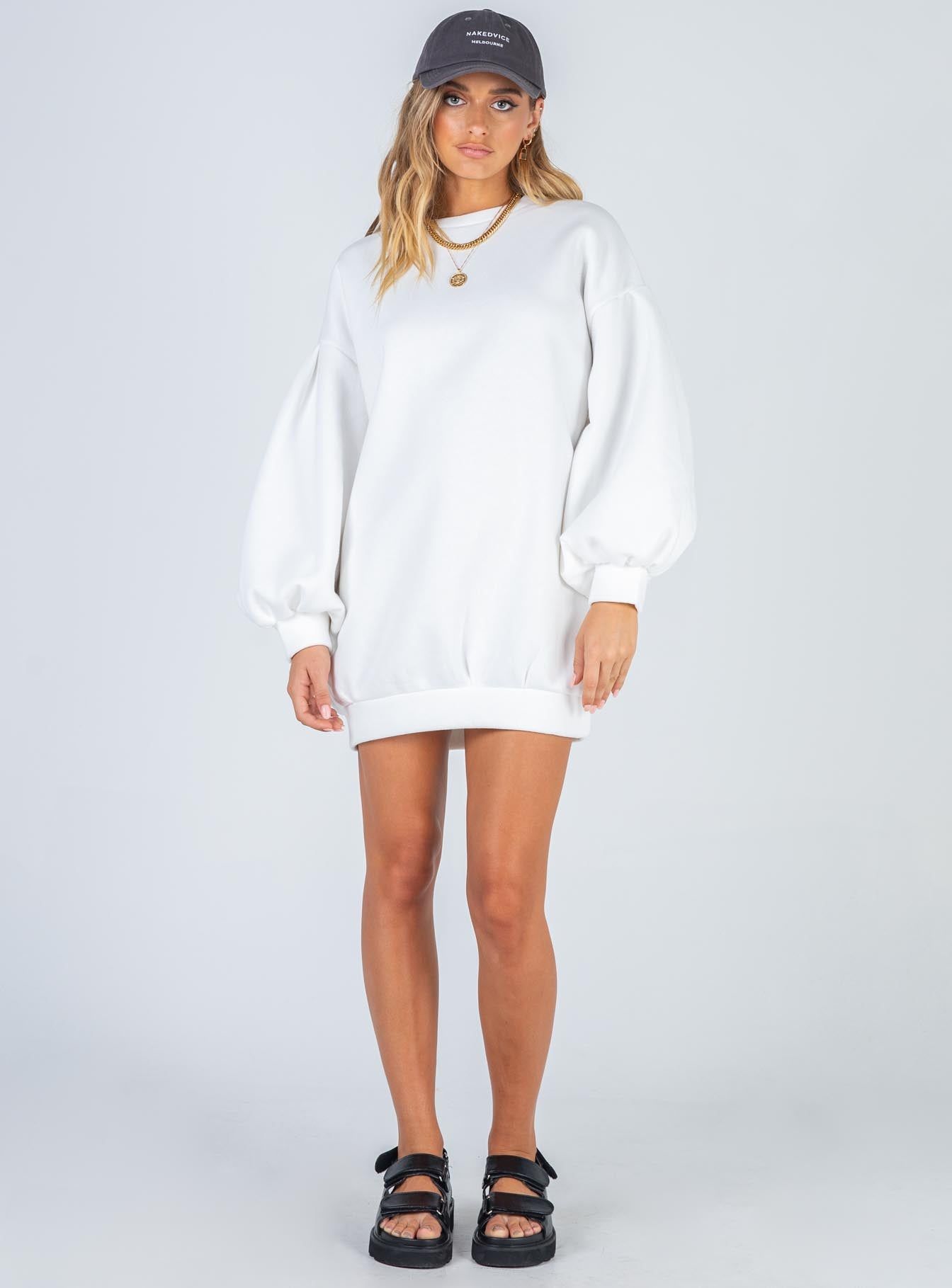 Corrie Sweater Mini Dress White sold by Princess Polly product image thumbnail 3