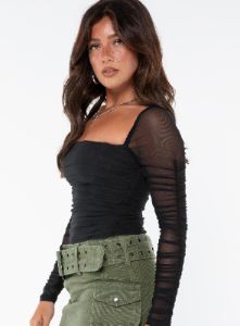 Delany Bodysuit Black Petite sold by Princess Polly