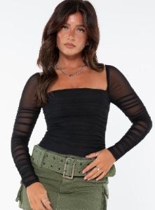 Delany Bodysuit Black Petite sold by Princess Polly