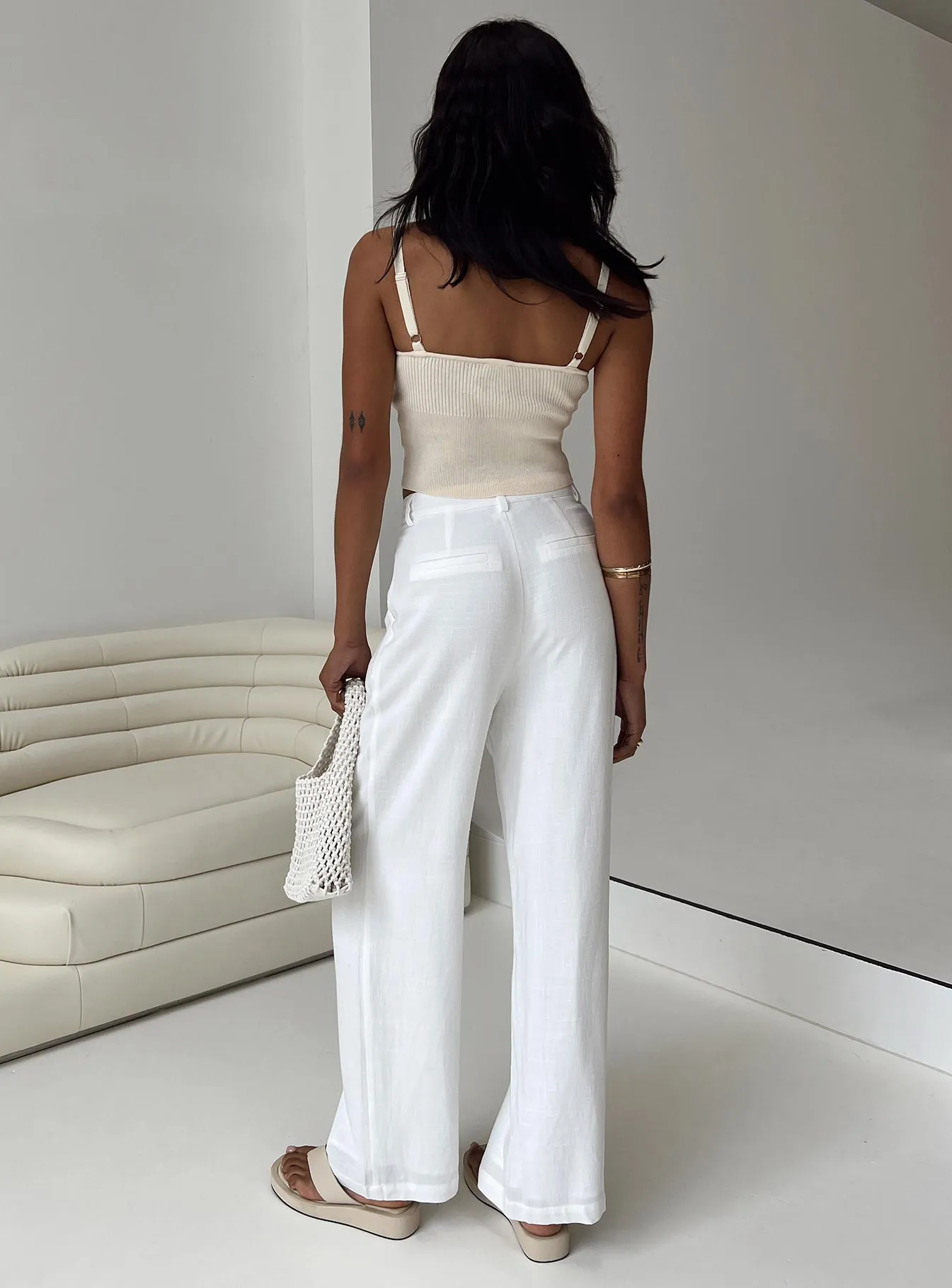 Brenda Linen Blend Pants White sold by Princess Polly product image thumbnail 4