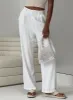 Brenda Linen Blend Pants White sold by Princess Polly