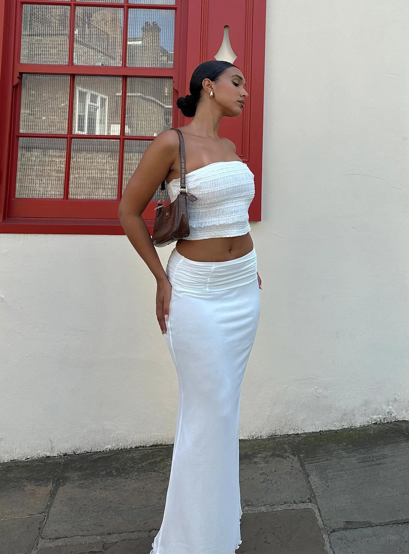 Meredith Maxi Skirt White sold by Princess Polly